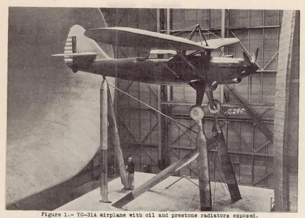 An illustration from Drag of Prestone and Oil Radiators on the YO-31A Airplane, 1935, leaf 4