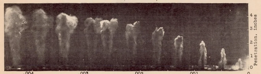 An illustration from Some Characteristics of Sprays Obtained from Pintle-type Injection Nozzles, 1933, leaf 9