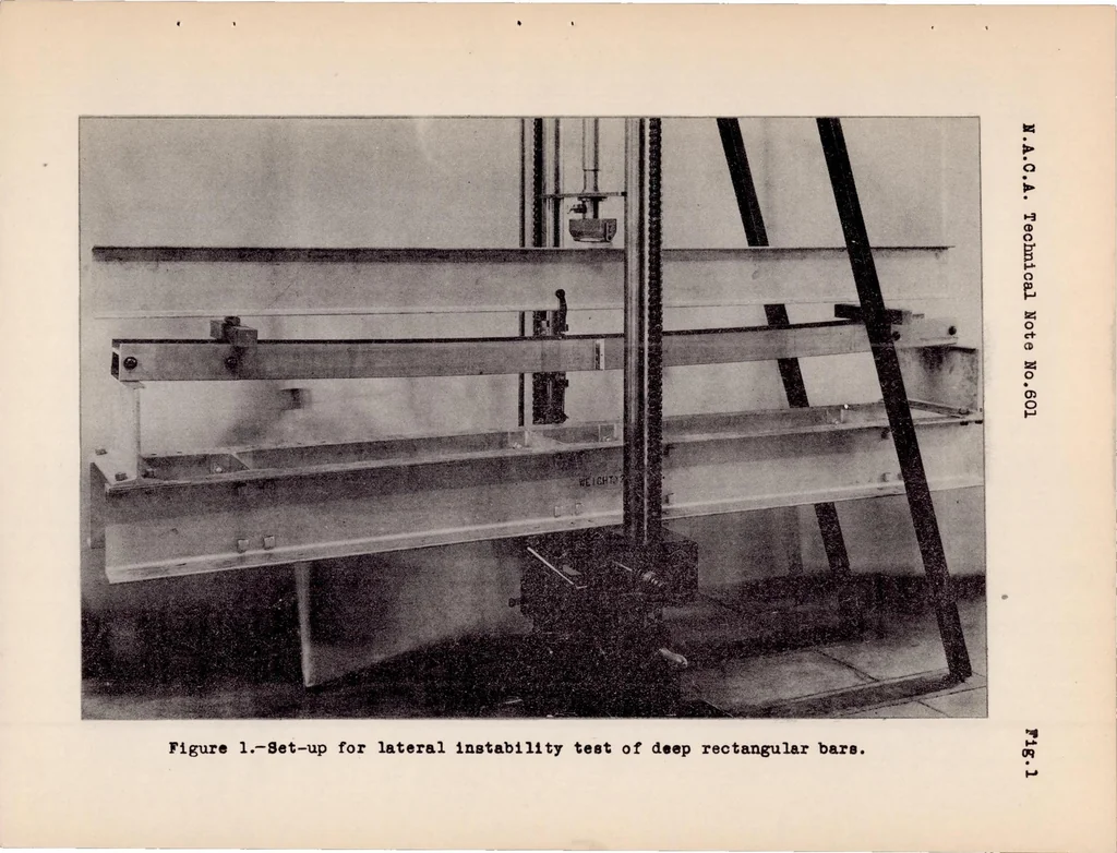 An illustration from The Lateral Instability of Deep Rectangular Beams, 1937, leaf 29