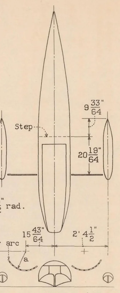 An illustration from The Effect of Spray Strips on a Model of the P3M-1 Flying Boat Hull, 1933, leaf 8