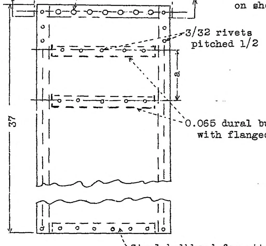 An illustration from Strain measurements on small duralumin box beams in bending, 1937, leaf 12