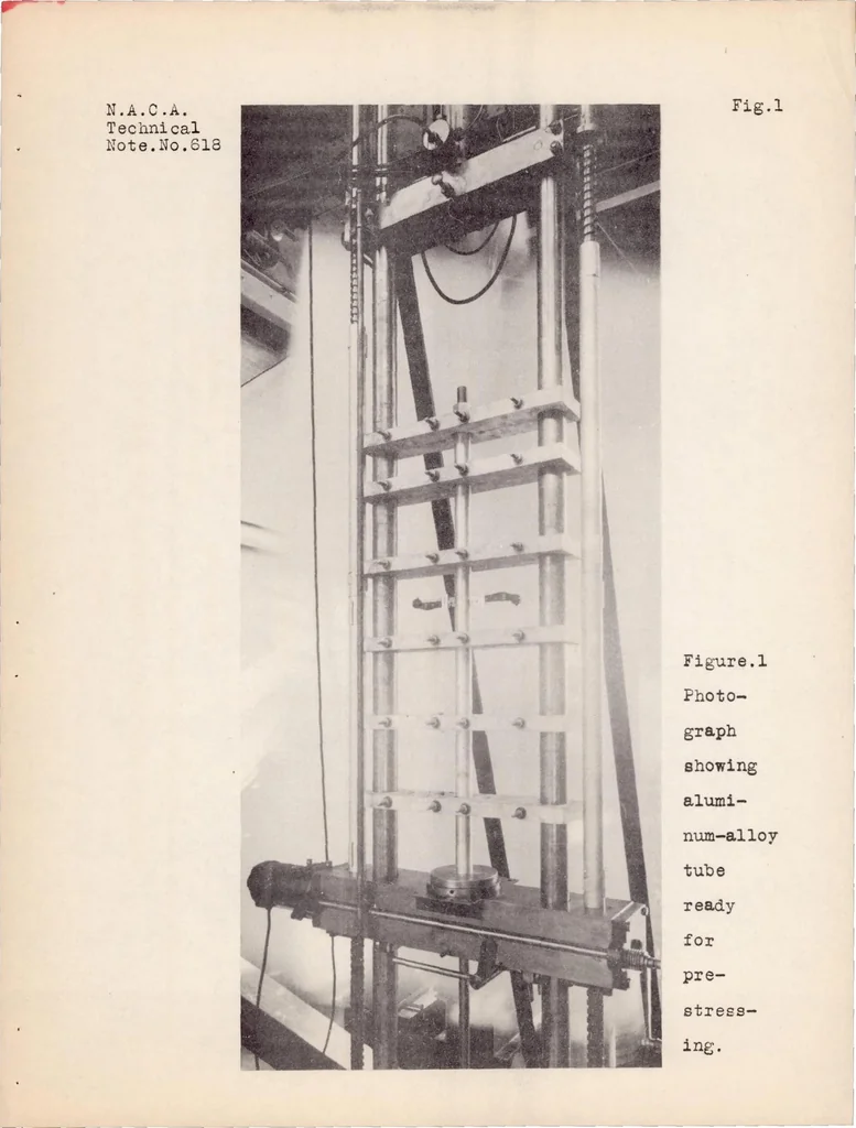 An illustration from Increasing the Strength of Aluminum-alloy Columns by Prestressing, 1937, leaf 8