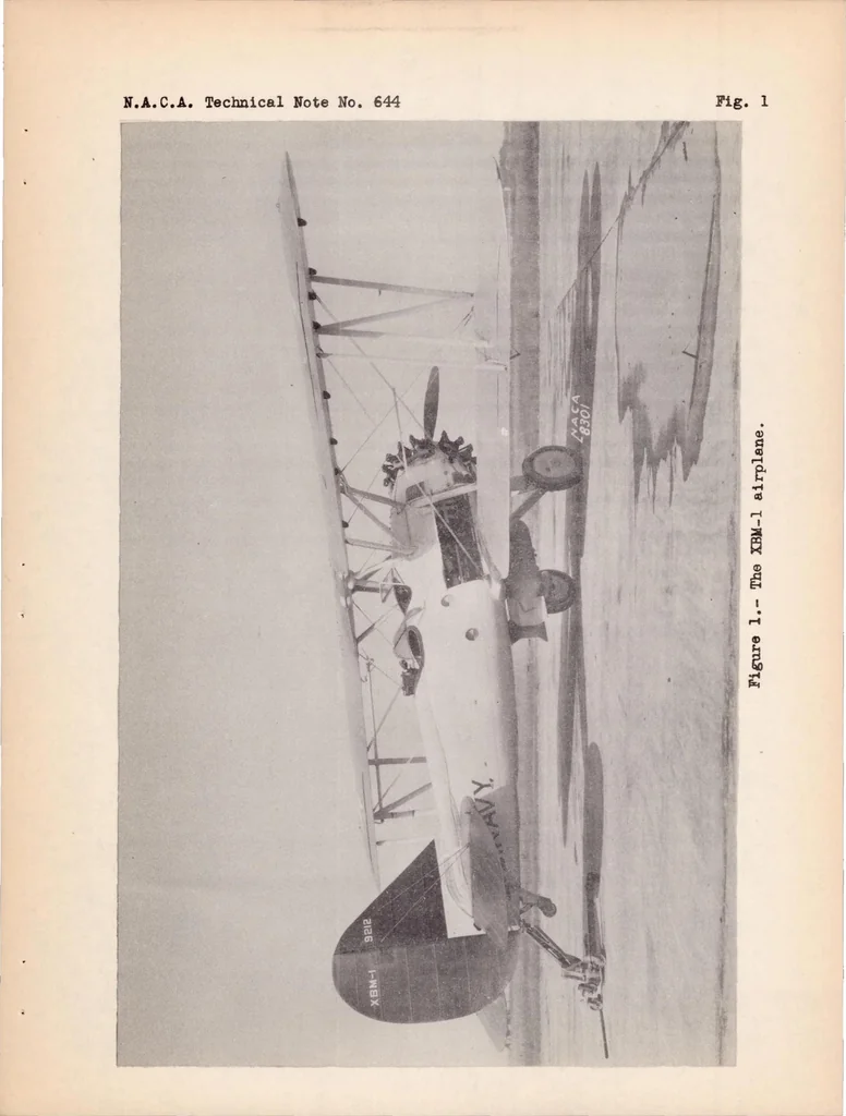 An illustration from Flight and Wind-tunnel Tests of an XBM-1 Dive Bomber, 1938, leaf 19