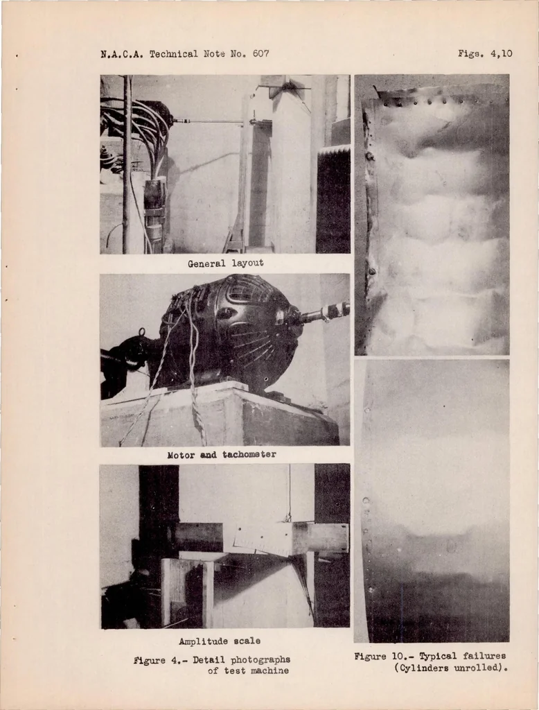 An illustration from The Behavior of Thin-will Monocoque Cylinders Under Torsional Vibration, 1937, leaf 13