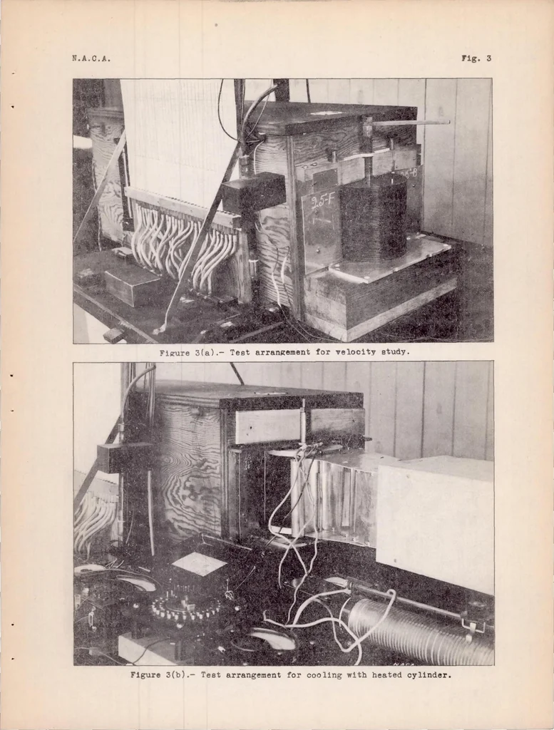 An illustration from Energy Loss, Velocity Distribution, and Temperature Distribution for a Baffled Cylinder Model, 1937, leaf 17