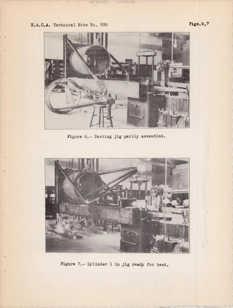 An illustration from Bending Tests of Circular Cylinders of Corrugated Aluminum-alloy Sheet, 1937, leaf 38