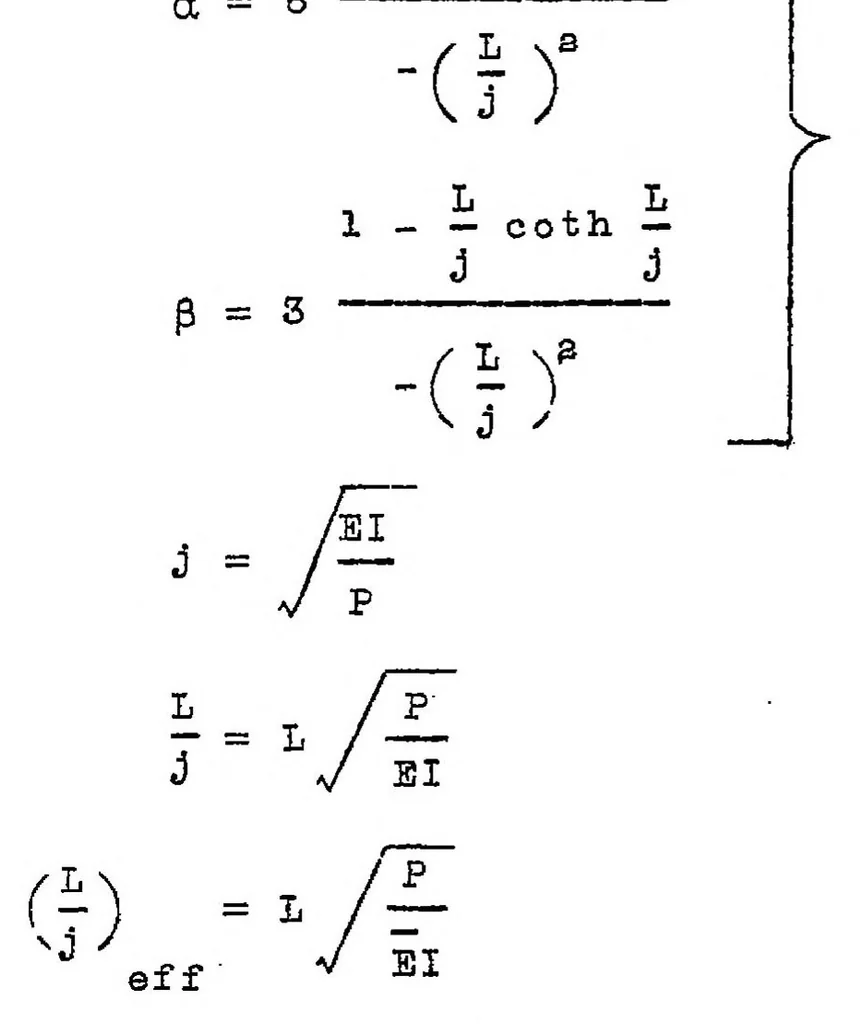 An illustration from Tables of stiffness and carry-over factor for structural members under axial load, 1938, leaf 4