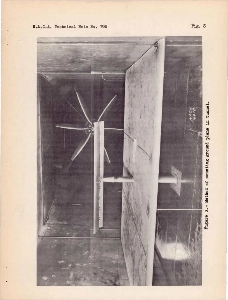 An illustration from Wind-tunnel Investigation of Ground Effect on Wings with Flaps, 1939, leaf 19