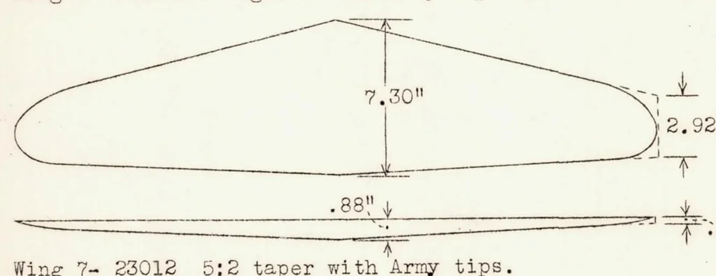 An illustration from Free Spinning Wind-tunnel Tests of a Low-wing Monoplane with Systematic Wings and Tails, 1937, leaf 14