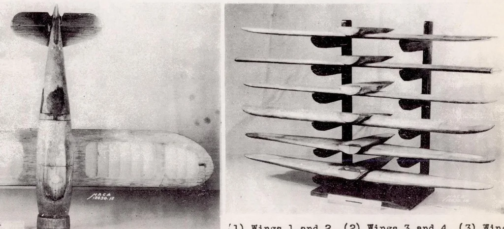 An illustration from Free Spinning Wind-tunnel Tests of a Low-wing Monoplane with Systematic Wings and Tails, 1937, leaf 16