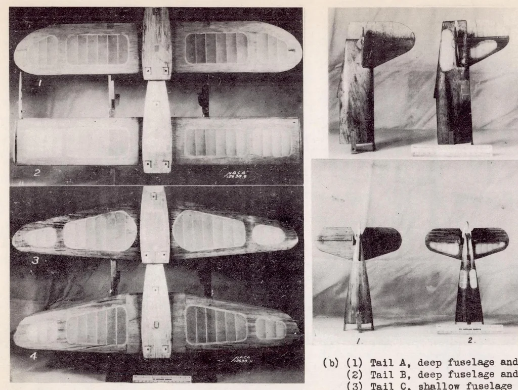 An illustration from Free Spinning Wind-tunnel Tests of a Low-wing Monoplane with Systematic Wings and Tails, 1937, leaf 17