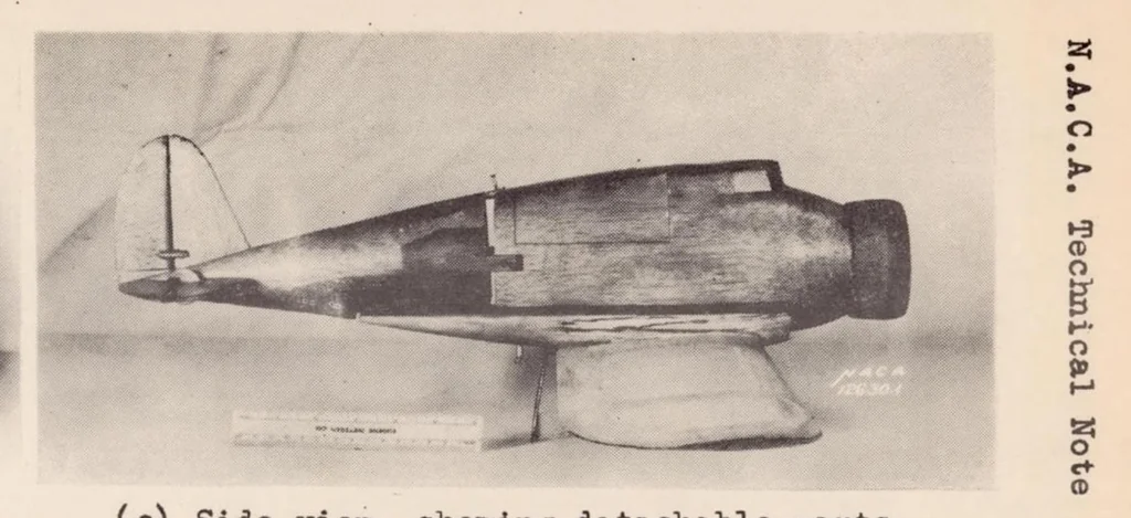 An illustration from Free-spinning Wind-tunnel Tests of a Low-wing Monoplane with Systematic Changes in Wings and Tails III : Mass Distributed Along the Wings, 1938, leaf 16