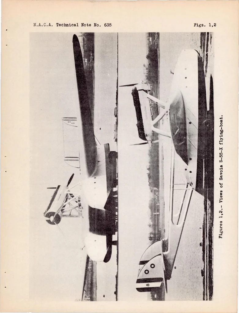 An illustration from Tank Tests of a Model of One Hull of the Savoia S-55-X Flying Boat N.A.C.A. Model 46, 1938, leaf 13