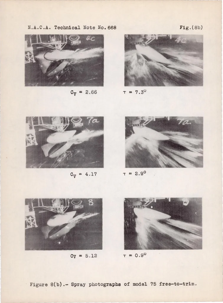 An illustration from Hydrodynamic and Aerodynamic Tests of Models of Flying-boat Hulls Designed Flow Aerodynamic Drag - NACA Models 74, 74-A, and 75, 1938, leaf 30