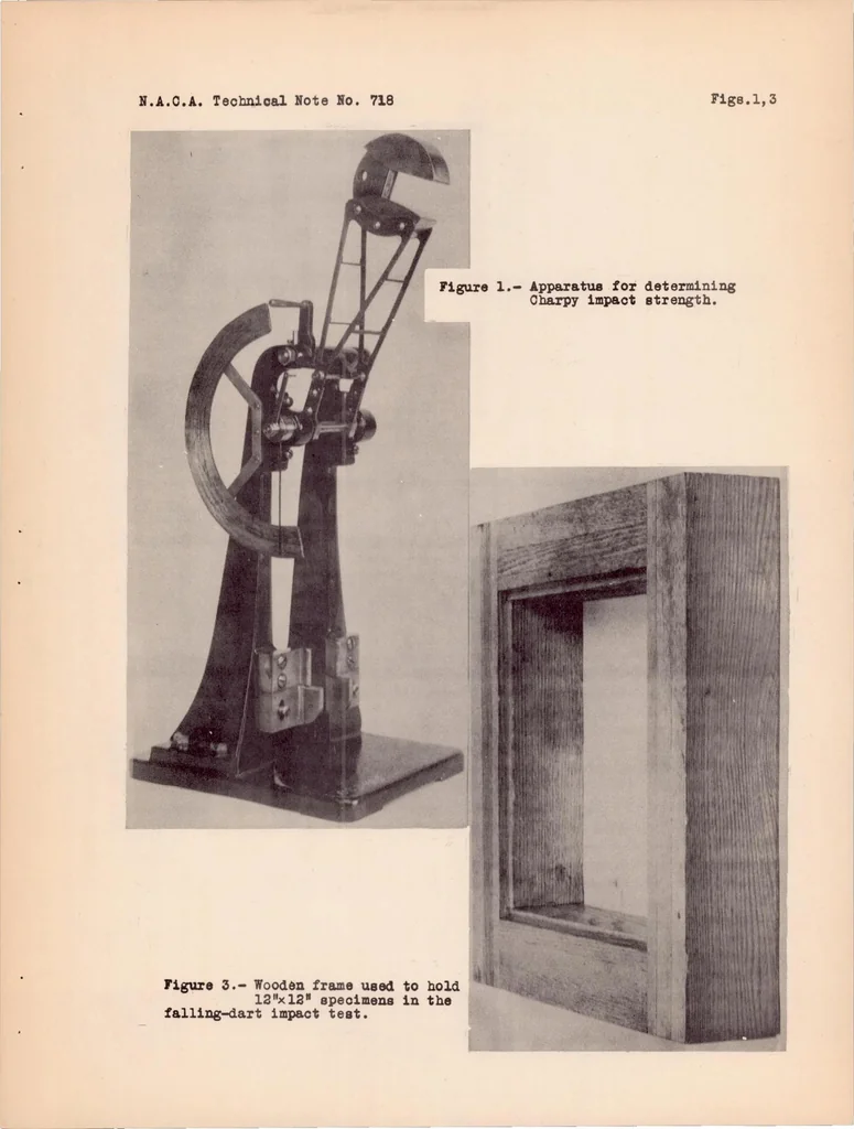 An illustration from Resistance of Transparent Plastics to Impact, 1939, leaf 21