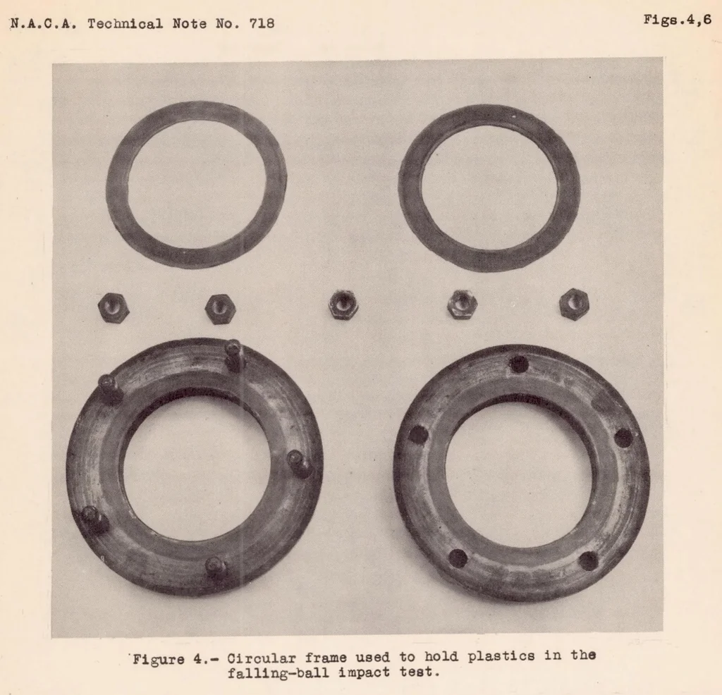An illustration from Resistance of Transparent Plastics to Impact, 1939, leaf 22