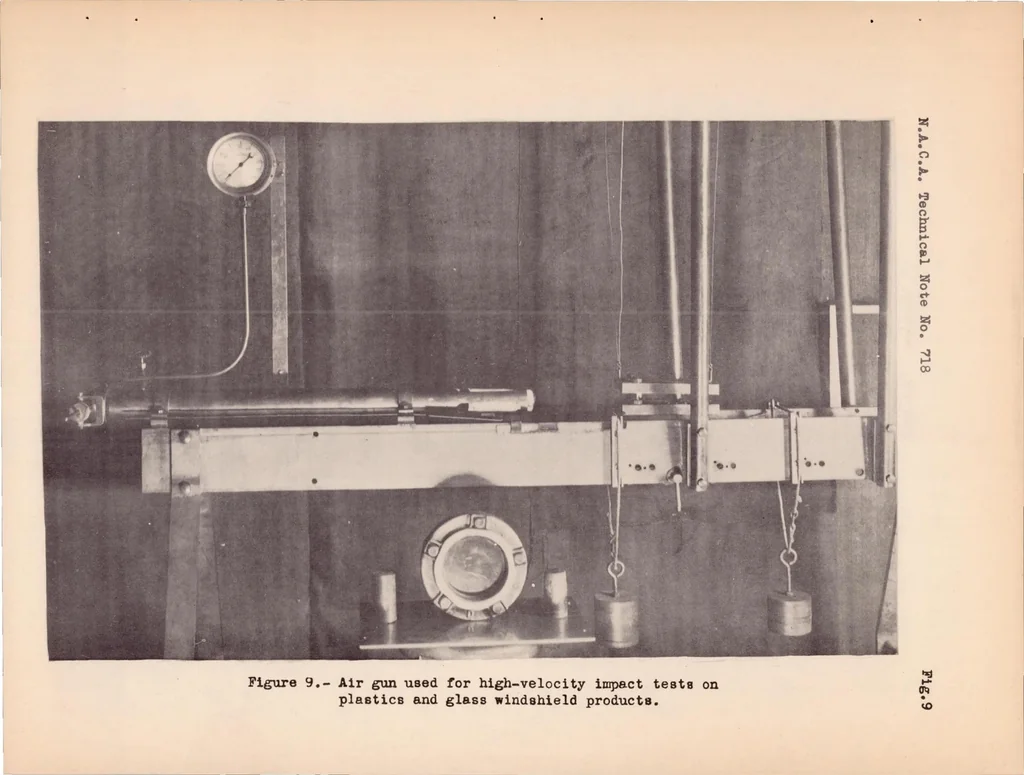 An illustration from Resistance of Transparent Plastics to Impact, 1939, leaf 26