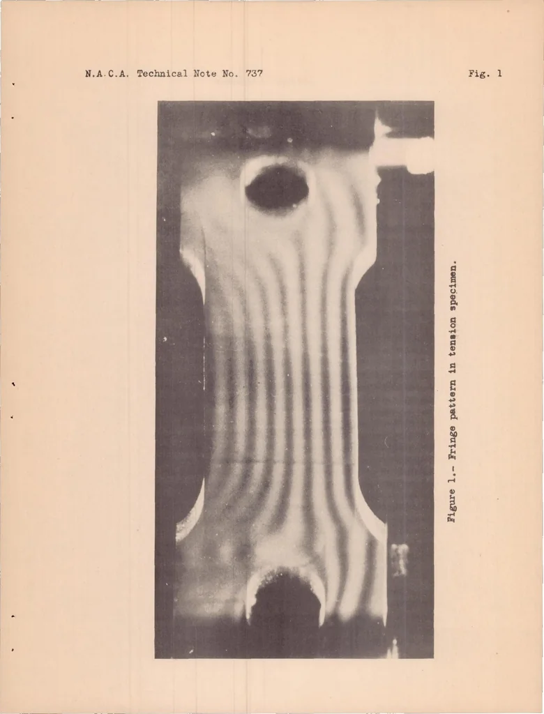 An illustration from Photoelastic Analysis of Three-dimensional Stress Systems Using Scattered Light, 1939, leaf 16