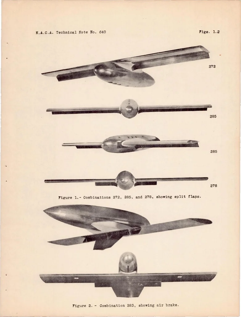 An illustration from Interference of Wing and Fuselage from Tests of the 18 Combinations in the N.A.C.A. Variable-density Tunnel - Combination with Split Flaps, 1938, leaf 14