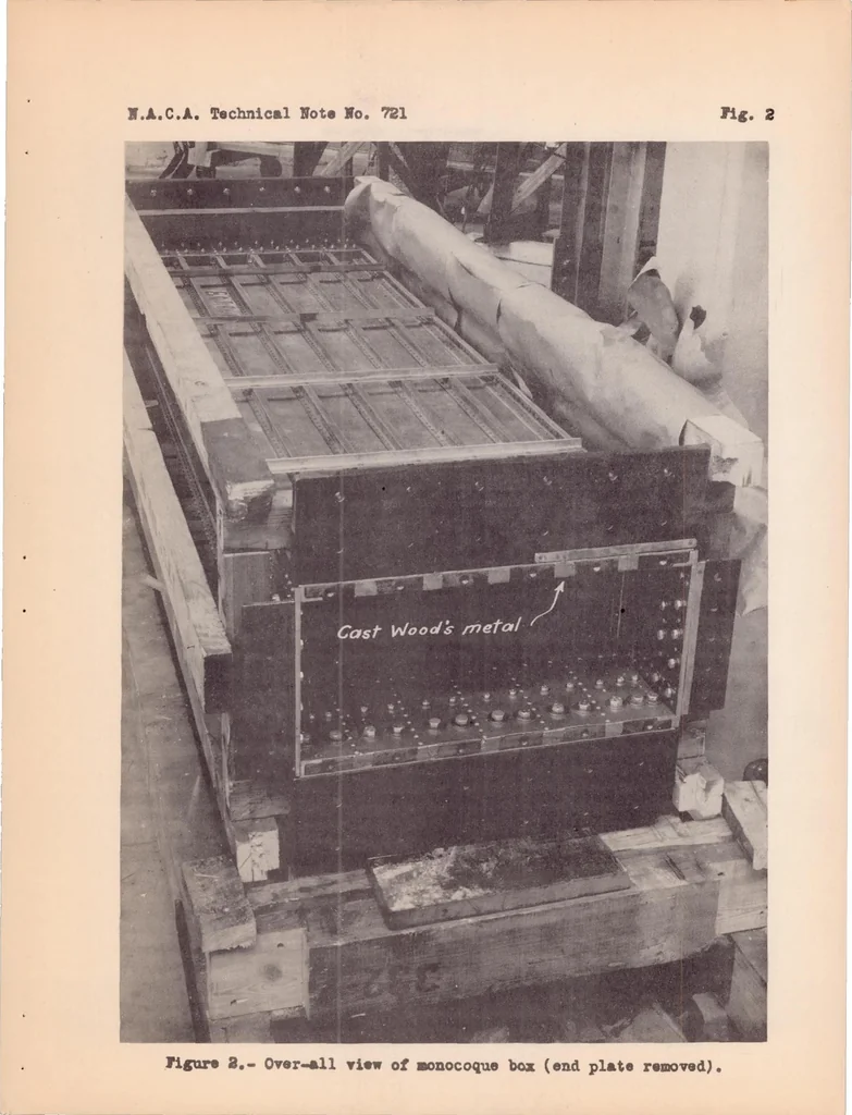 An illustration from Compressive Tests of a Monocoque Box, 1939, leaf 13