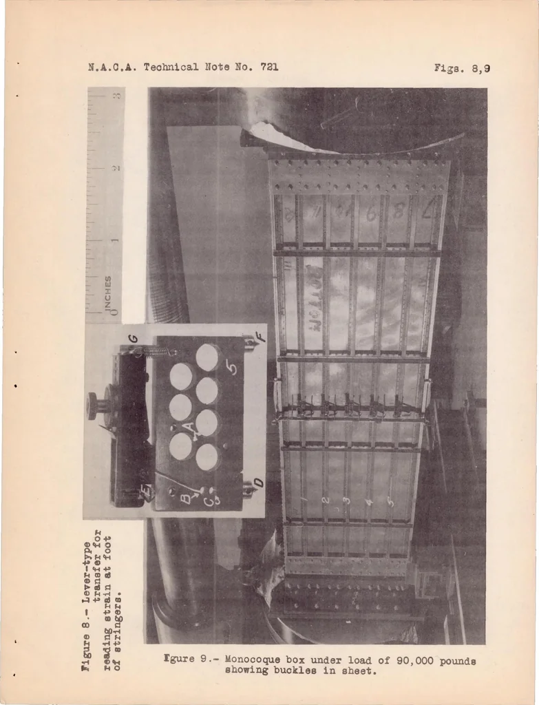 An illustration from Compressive Tests of a Monocoque Box, 1939, leaf 19