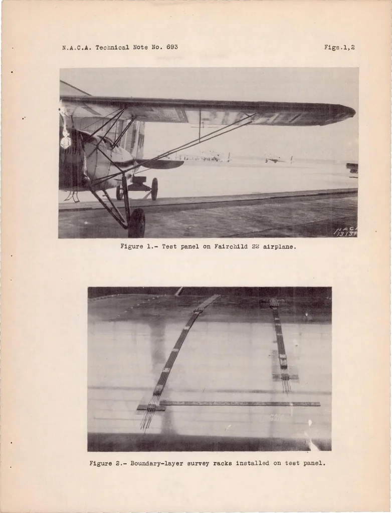 An illustration from Comparison of Profile-drag and Boundary-layer Measurements Obtained in Flight and in the Full-scale Wind Tunnel, 1939, leaf 14