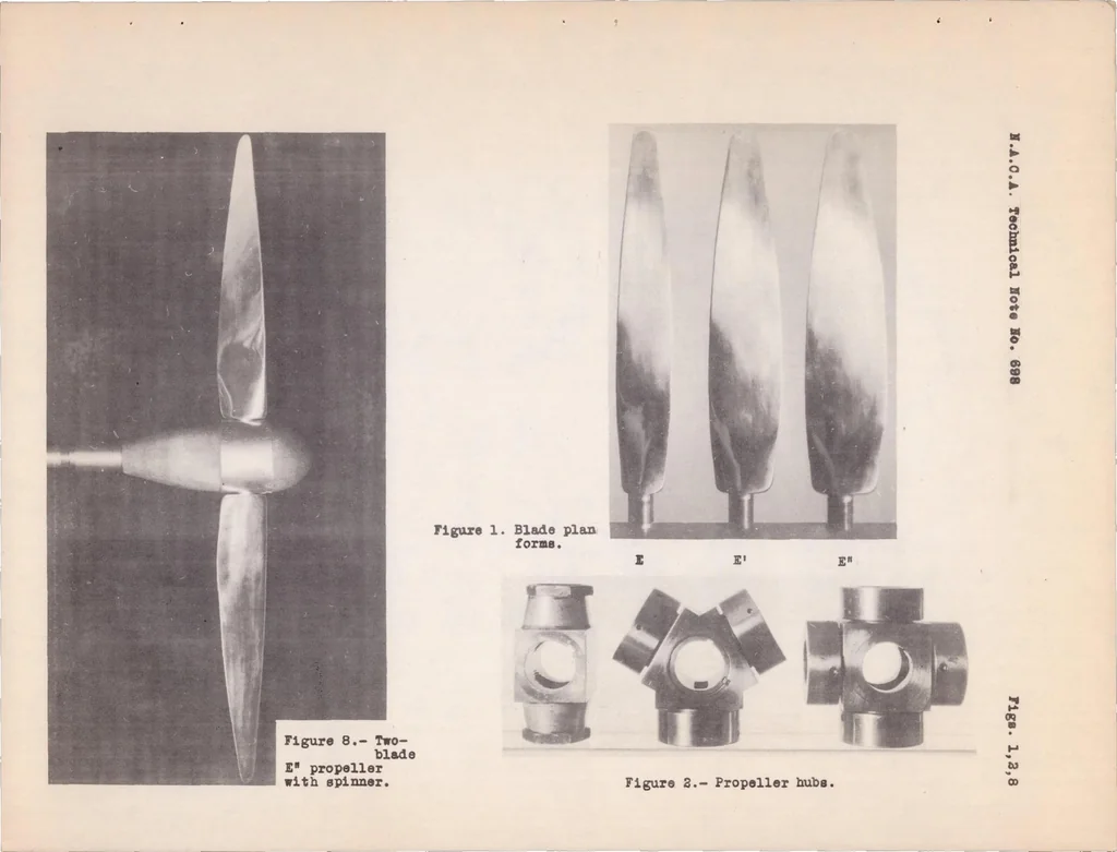 An illustration from Propeller Tests to Determine the Effect of Number of Blades at Two Typical Solidities, 1939, leaf 16