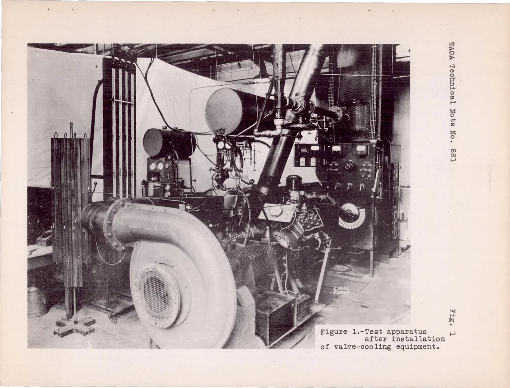An illustration from The Effect of Valve Cooling upon Maximum Permissible Engine Output as Limited by Knock, 1942, leaf 14