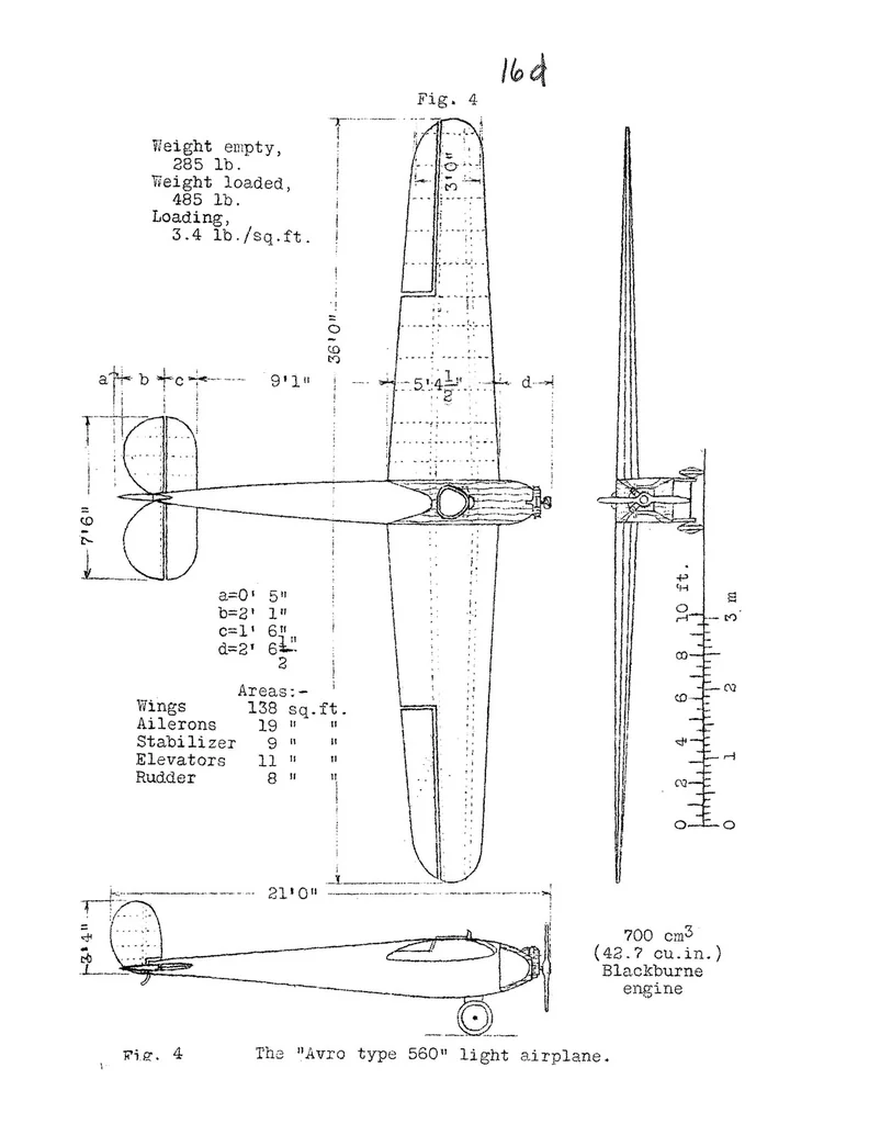 An illustration from Light airplanes which participated in contest at Lympne, England, October, 1923, 1924, leaf 20