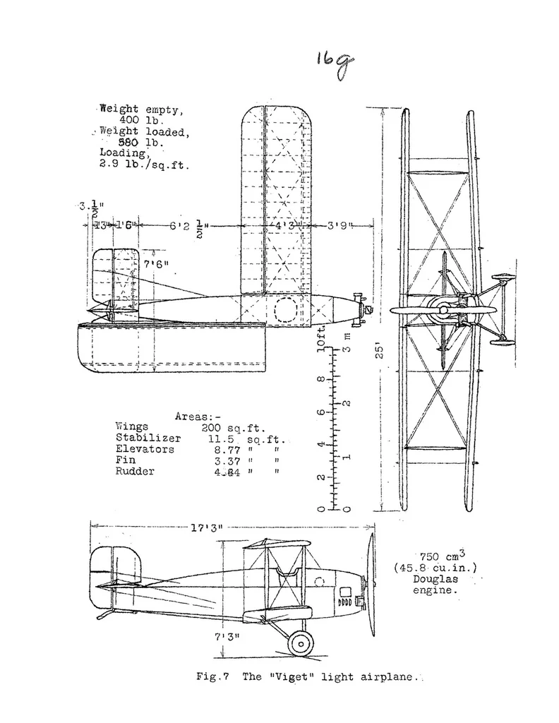 An illustration from Light airplanes which participated in contest at Lympne, England, October, 1923, 1924, leaf 23