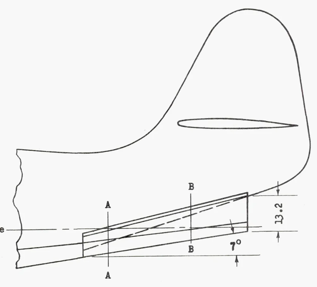 An illustration from Tank Investigation of the Grumman JRF-5 Airplane with a Single Hydro-ski and an Extended Afterbody, 1951, leaf 8