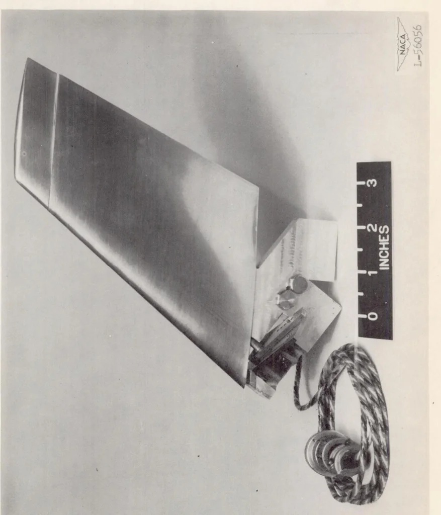 An illustration from An Investigation of Longitudinal Control Characteristics of a Wing-tip Control Surface on a Sweptback Wing at Transonic Speeds by the NACA Wing-flow Method, 1952, leaf 11