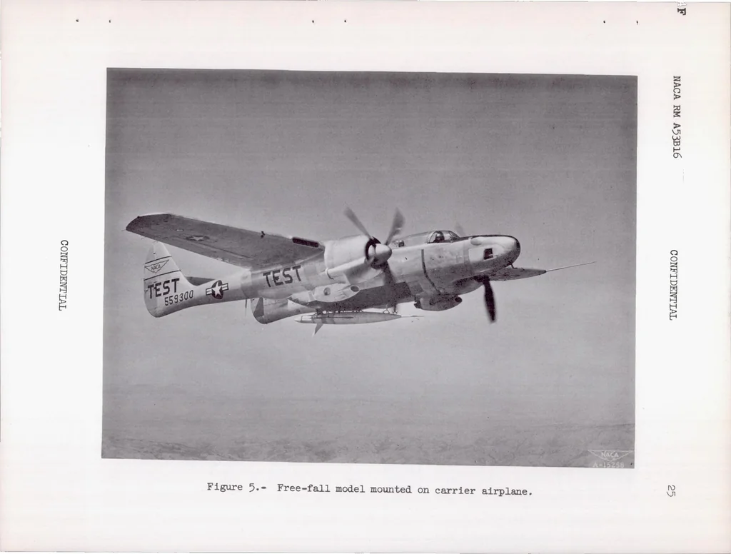 An illustration from Comparison of the Aerodynamic Characteristics at Transonic Speeds of a Plane Wing and a Cambered and Twisted Wing, Both Having 45 Degrees of Sweepback and an Aspect Ratio of 6, 1953, leaf 26
