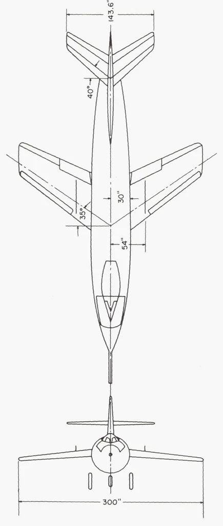 An illustration from Some Measurements of the Buffet Region of a Swept-wing Research Airplane During Flights to Supersonic Mach Numbers, 1953, leaf 11