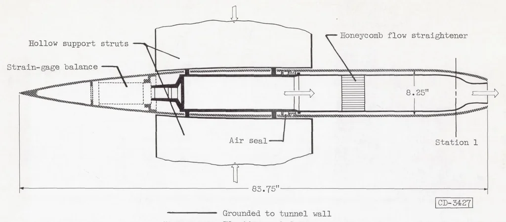 An illustration from Effect of Jet-nozzle-expansion Ratio on Drag of Parabolic Afterbodies, 1954, leaf 13