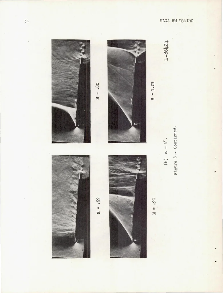 An illustration from Flow and Force Characteristics of 2-percent-thick Airfoils at Transonic Speeds, 1955, leaf 34