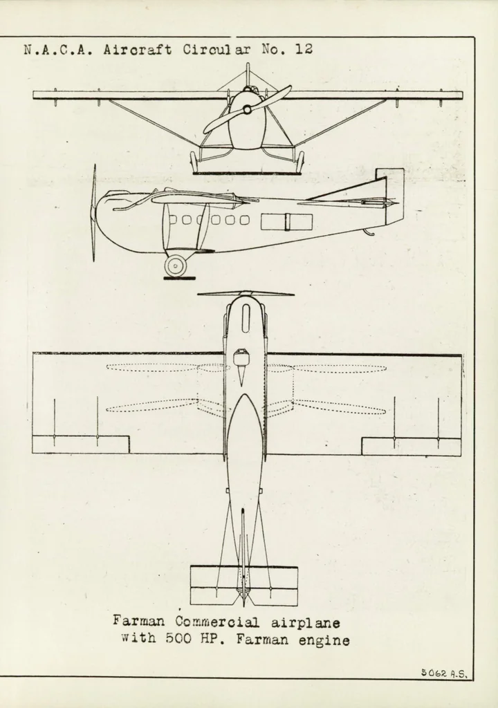 An illustration from Farman Monoplane F.170 : Commercial Airplane with One 500 HP. Farman Engine, 1926, leaf 6