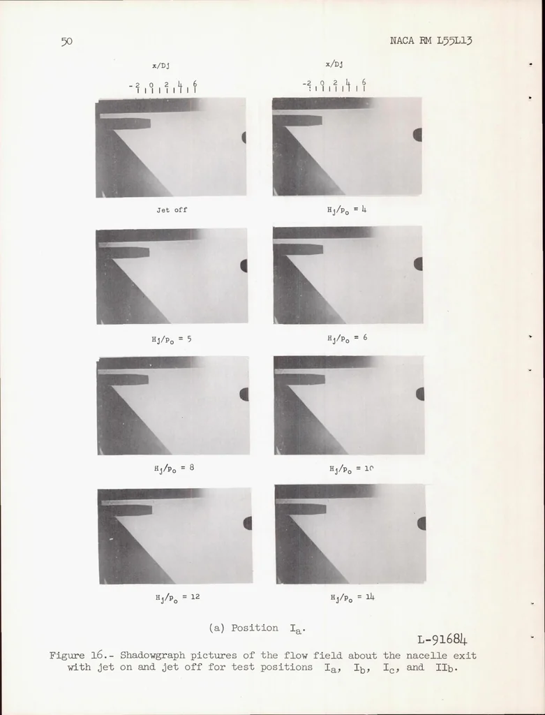 An illustration from Investigation of Jet Effects on a Flat Surface Downstream of the Exit of a Simulated Turbojet Nacelle at a Free-stream Mach Number of 1.39, 1956, leaf 51