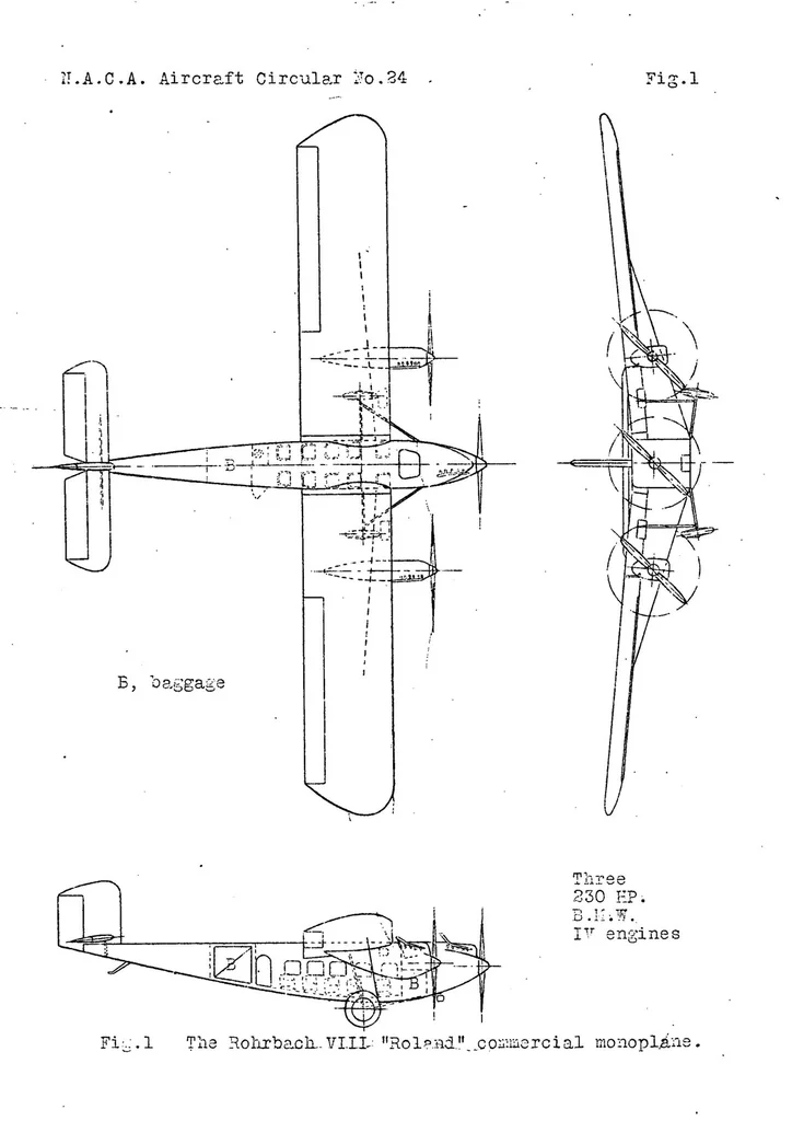 An illustration from Rohrbach all metal commercial airplane RO VIII "Roland", 1926, leaf 7