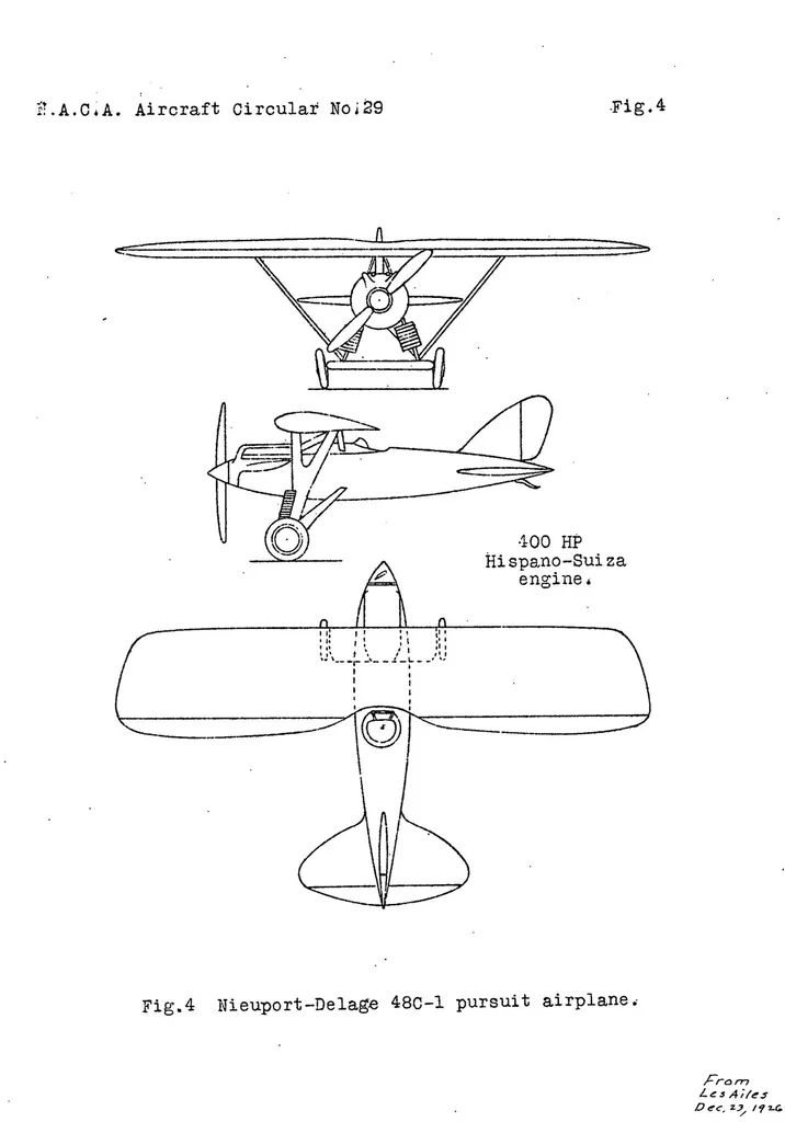 An illustration from Nieuport-Delage Pursuit Airplane 48 C. 1. : "jockey" type, 1927, leaf 8