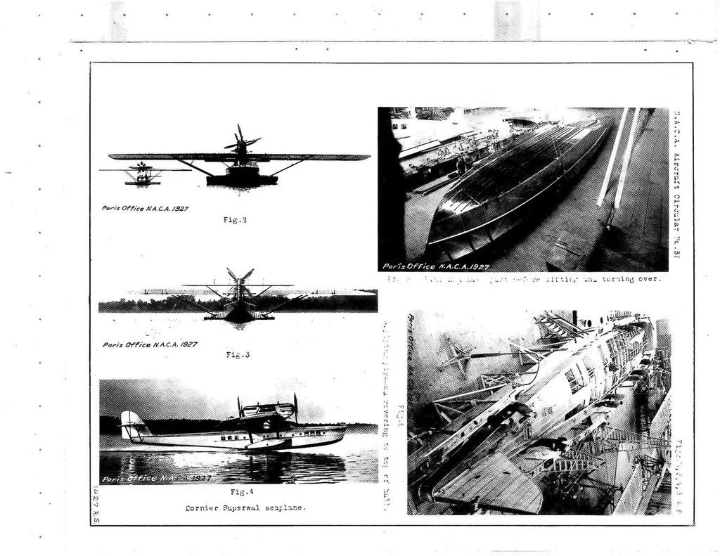 An illustration from Dornier "Superwal" commercial seaplane with : two Rolls-Royce "Condor" 600 HP. engines, 1927, leaf 9