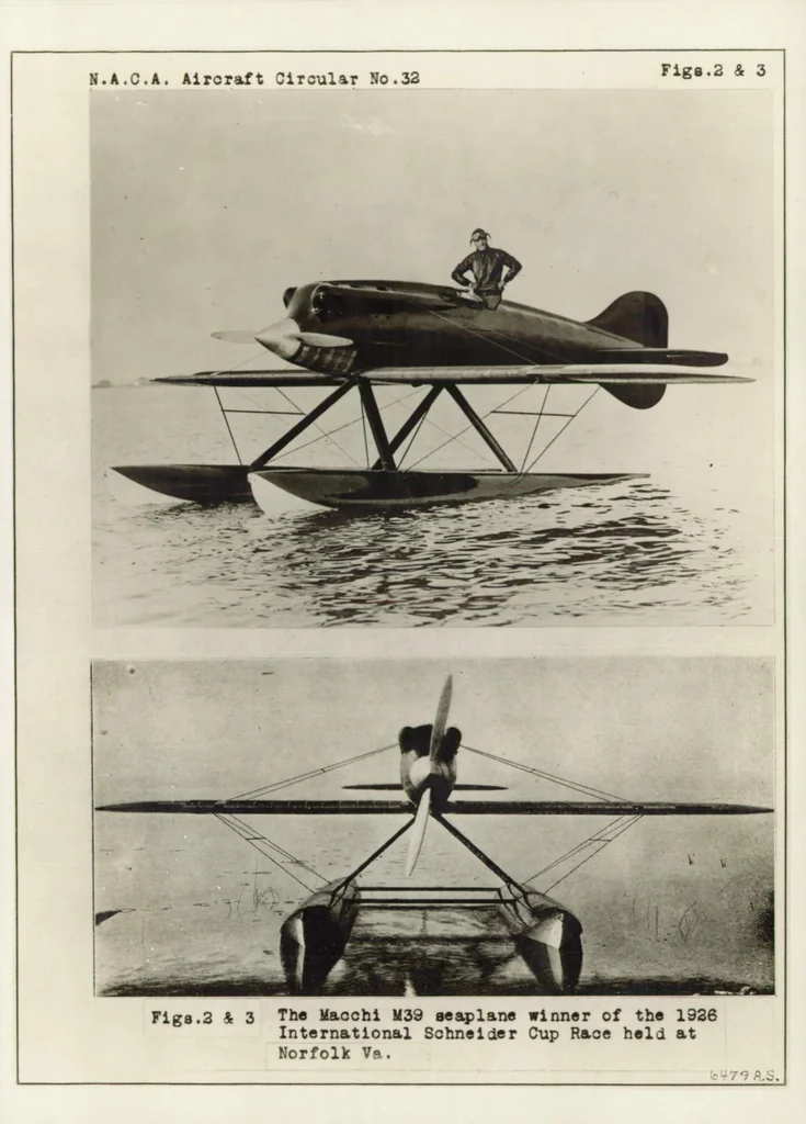 An illustration from Macchi M. 39 Seaplane: Single-Seat Racer with an 800 HP. Fiat "A-S2" Engine, 1927, leaf 5