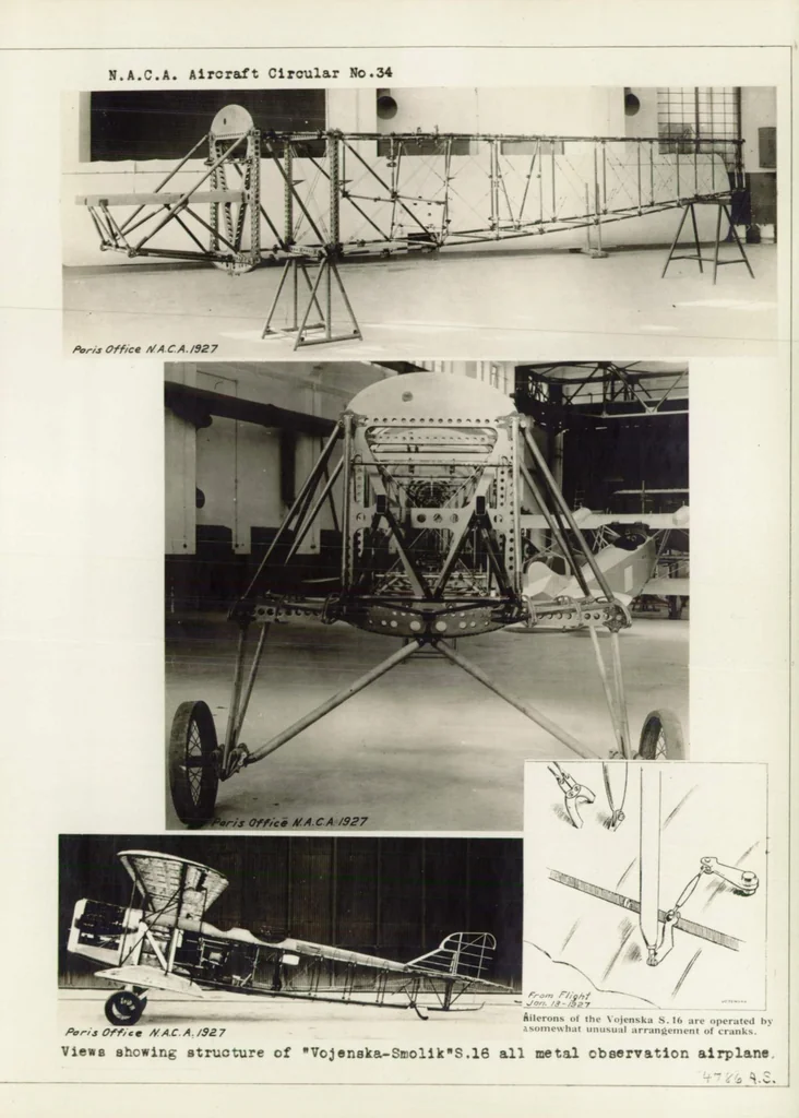 An illustration from Vojenska-Smolik S.16 airplane : all-metal long-distance observation bi-plane, 1927, leaf 7