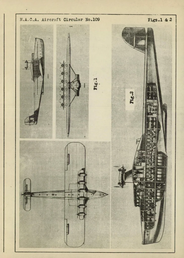 An illustration from The Dornier "Do.X" flying boat (German) : a giant high-wing monoplane, 1930, leaf 16