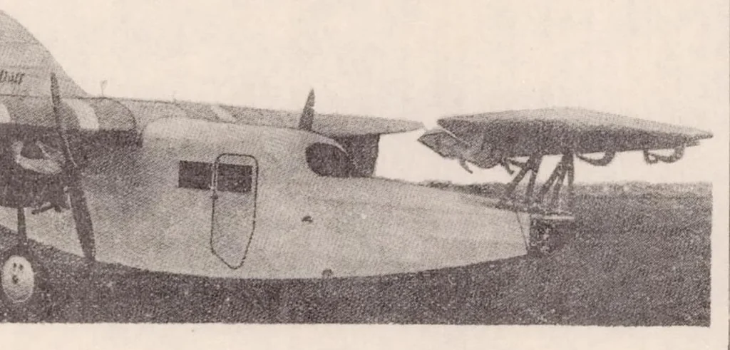 An illustration from Focke-wulf F 19a "ente" Commercial Airplane (german) : a Tail-first High-wing Monoplane, 1931, leaf 11