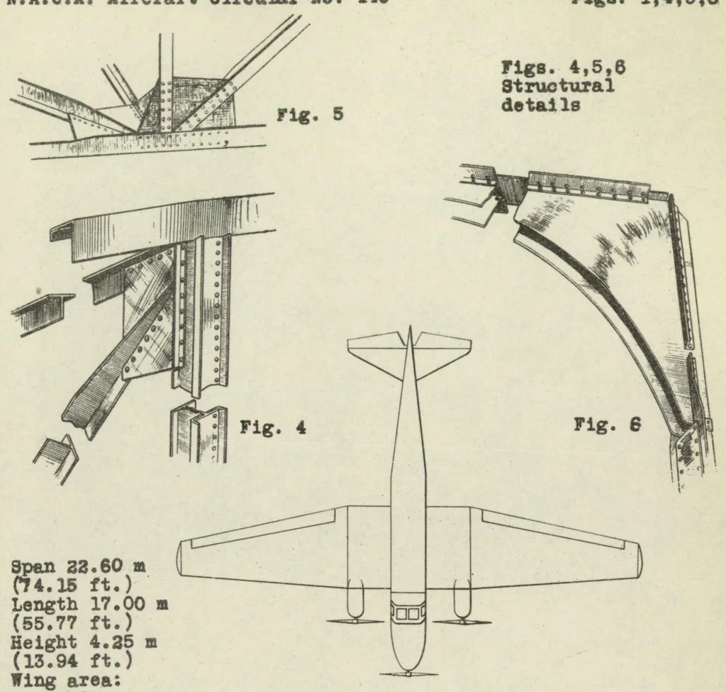 An illustration from The Wibault 280 T.10 commercial airplane (French) : an all-metal, cantilever, low-wing monoplane, 1931, leaf 6