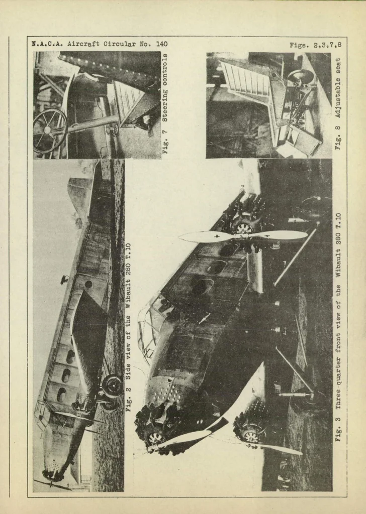 An illustration from The Wibault 280 T.10 commercial airplane (French) : an all-metal, cantilever, low-wing monoplane, 1931, leaf 7