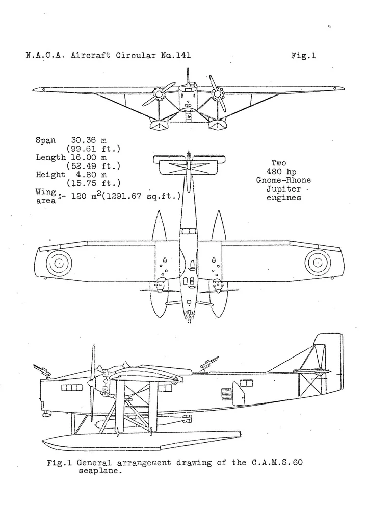 An illustration from The C.A.M.S. 60 seaplane (French) : a twin-engine bombing and torpedo monoplane, 1931, leaf 9