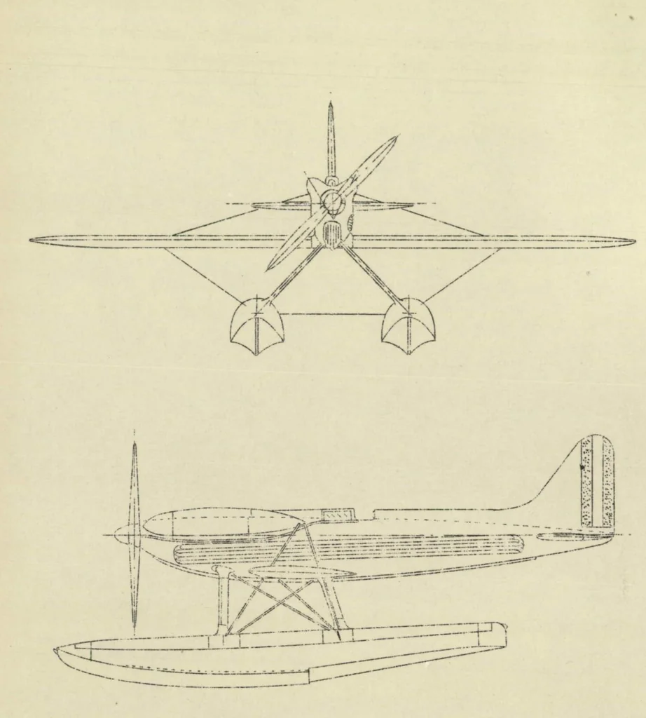 An illustration from The Supermarine S.6.B. Racing Seaplane (British) : A Low-Wing Twin-Float Monoplane, 1931, leaf 9