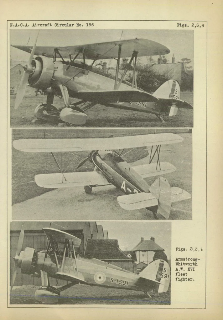 An illustration from The Armstrong Whitworth A.W. XVI military Airplane (British) : a single-seat biplane, 1932, leaf 7